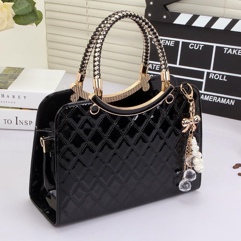 Top Handle Patent Bag - حقائب يد نسائية لامعة من الجلد