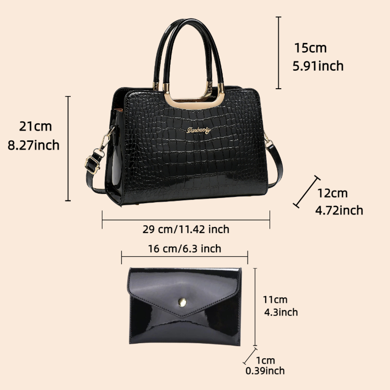 مجموعة حقائب نسائية متطابقة من - مراجعة Top Handle Patent Bag وسعره